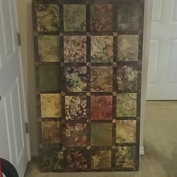 A wooden wall art